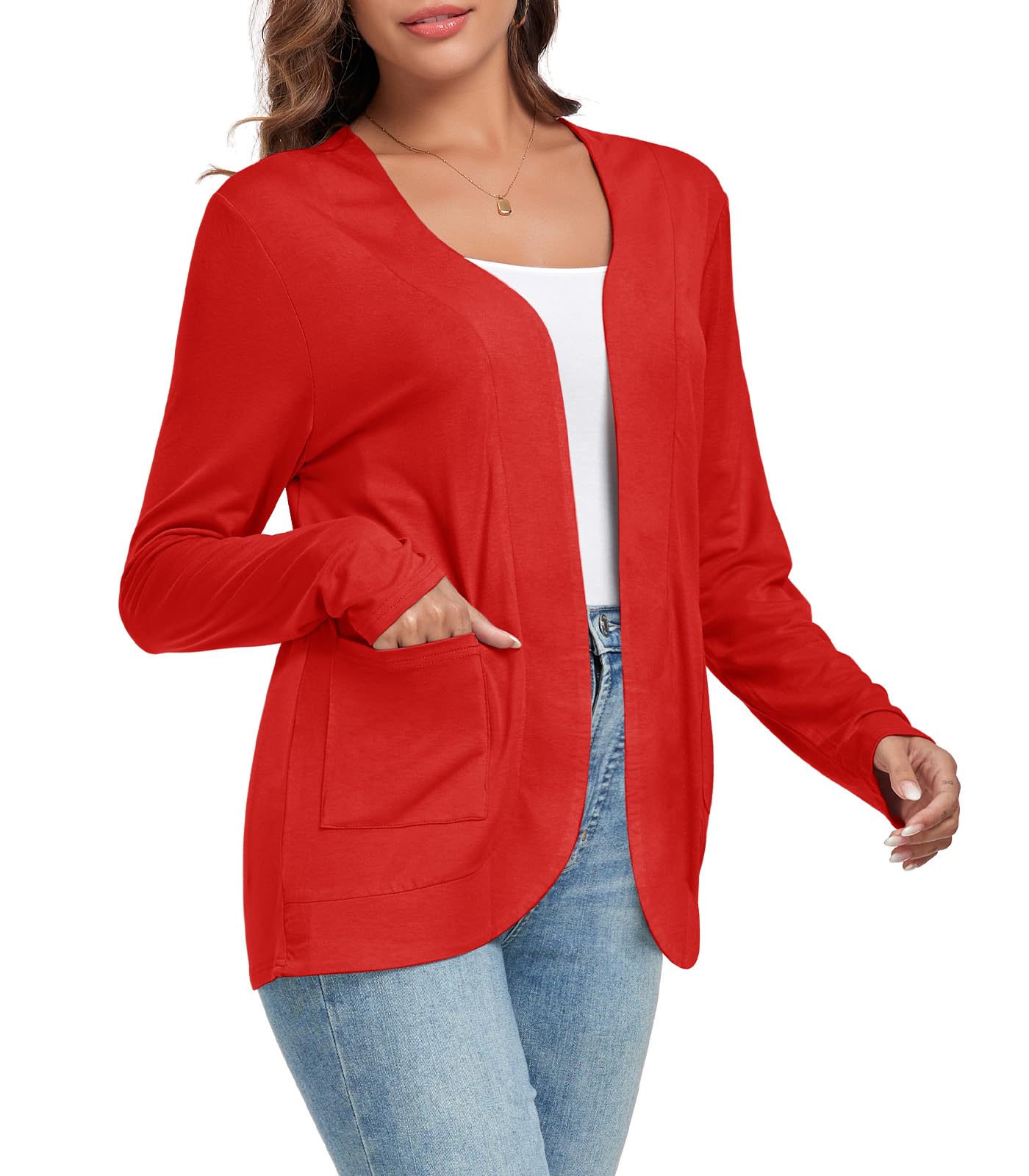 TownCat Women’s Lightweight Cardigan with Pockets Long Sleeve Open Front Cardigan for Women