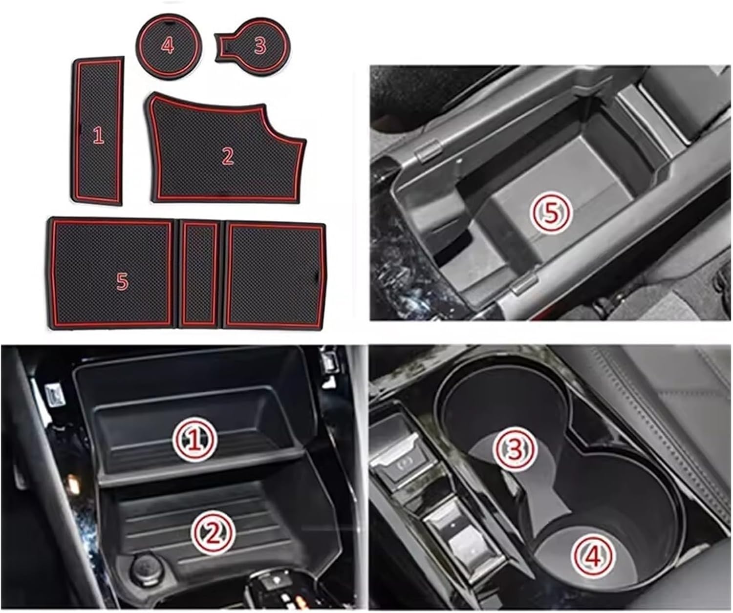Compatible with Peugeot 2008 e-2008 GT Line 2019-2024 Anti-Slip Gate Slot Mat Cup Pad Car Interior Accessories