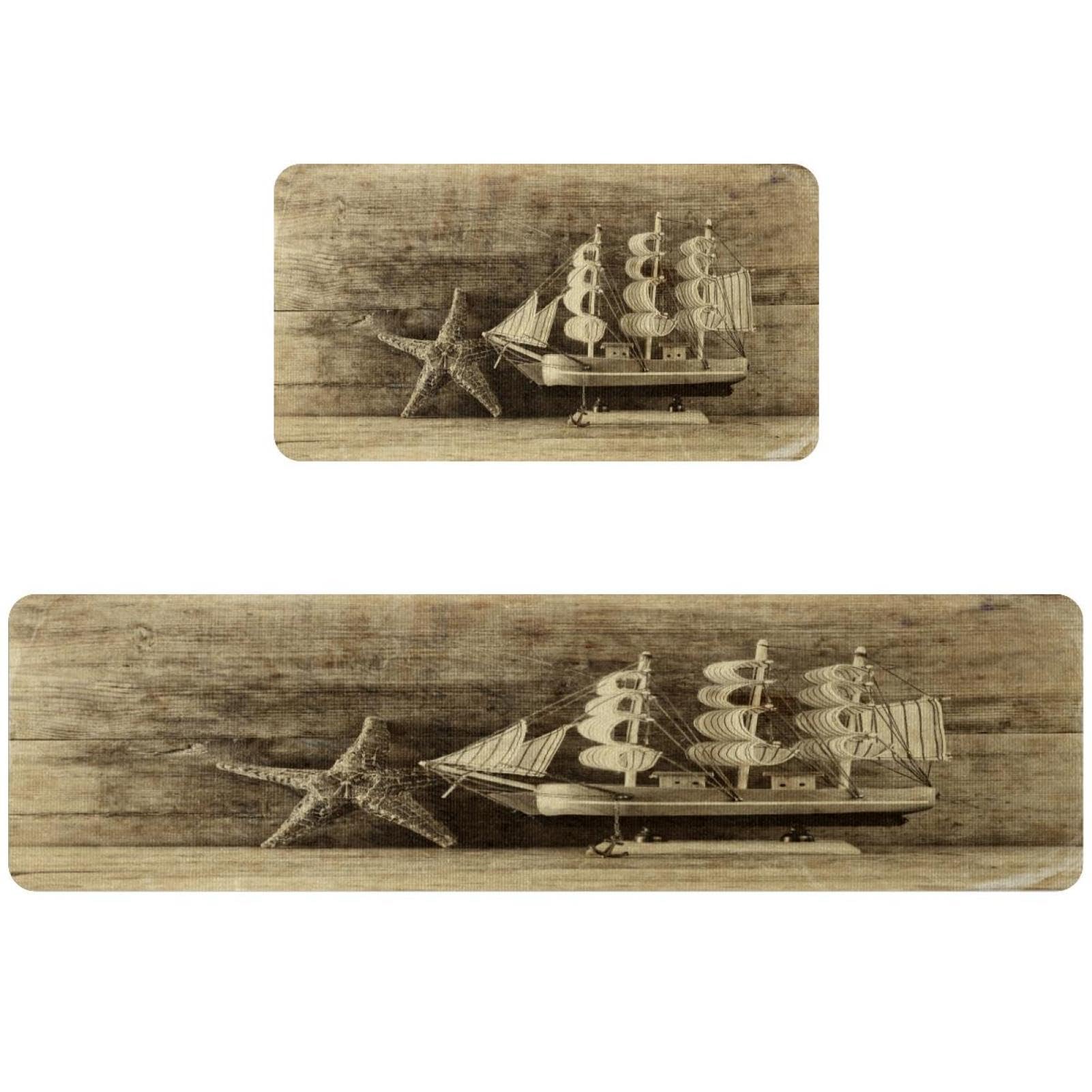 Alfombrillas de cocina VAPOKF para suelos mojados con base lavable y diseño de estrella de mar
