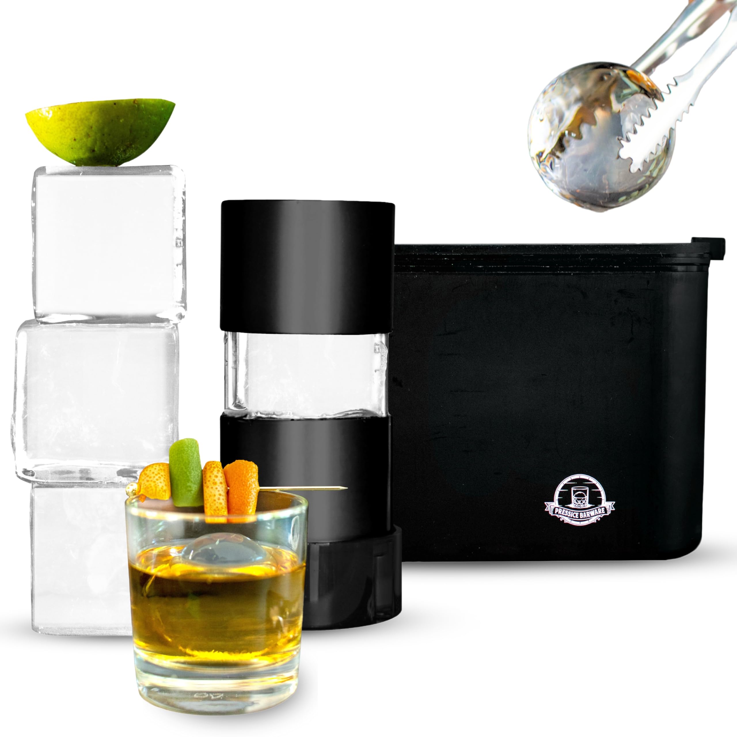 XL Clear Ice Maker – 6,3 cm kristallklare XL-Würfel für Eispressen – BPA-freie quadratische Silikonform – Whisky-Geschenke für Männer – Presse nicht im Lieferumfang enthalten