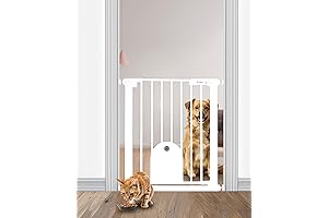 26.7-29.5'' Narrow Dog Gate with Pet Door: Auto Close & Easy Walk-Thru