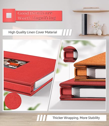 Miniatura 12 de Álbum de fotos autoadhesivo para fotos de 3 x 5, 4 x 6, 5 x 7, 8 x 10, 40 páginas, cubierta de lino con ventana de exhibición, libro de fotos, Negro