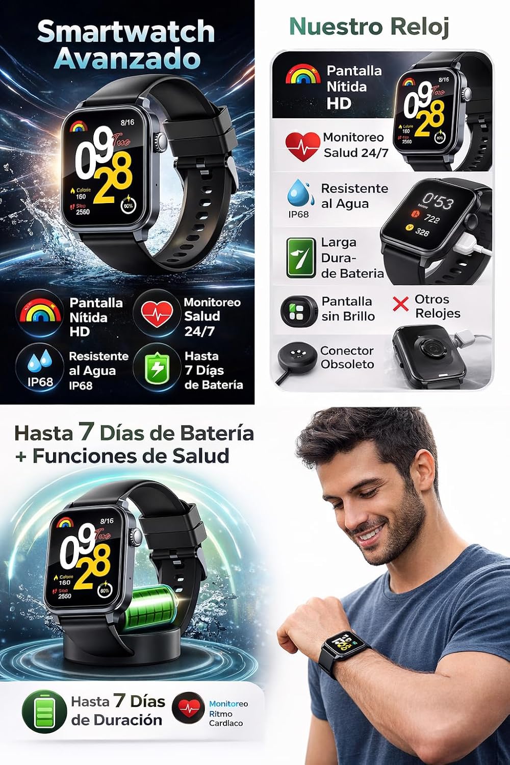Smart Watch for Men & Women, 1.83” HD Fitness Tracker with Bluetooth Calling, Heart Rate & Blood Oxygen Monitor, IP68 Waterproof Smartwatch Compatible with Android & iOS