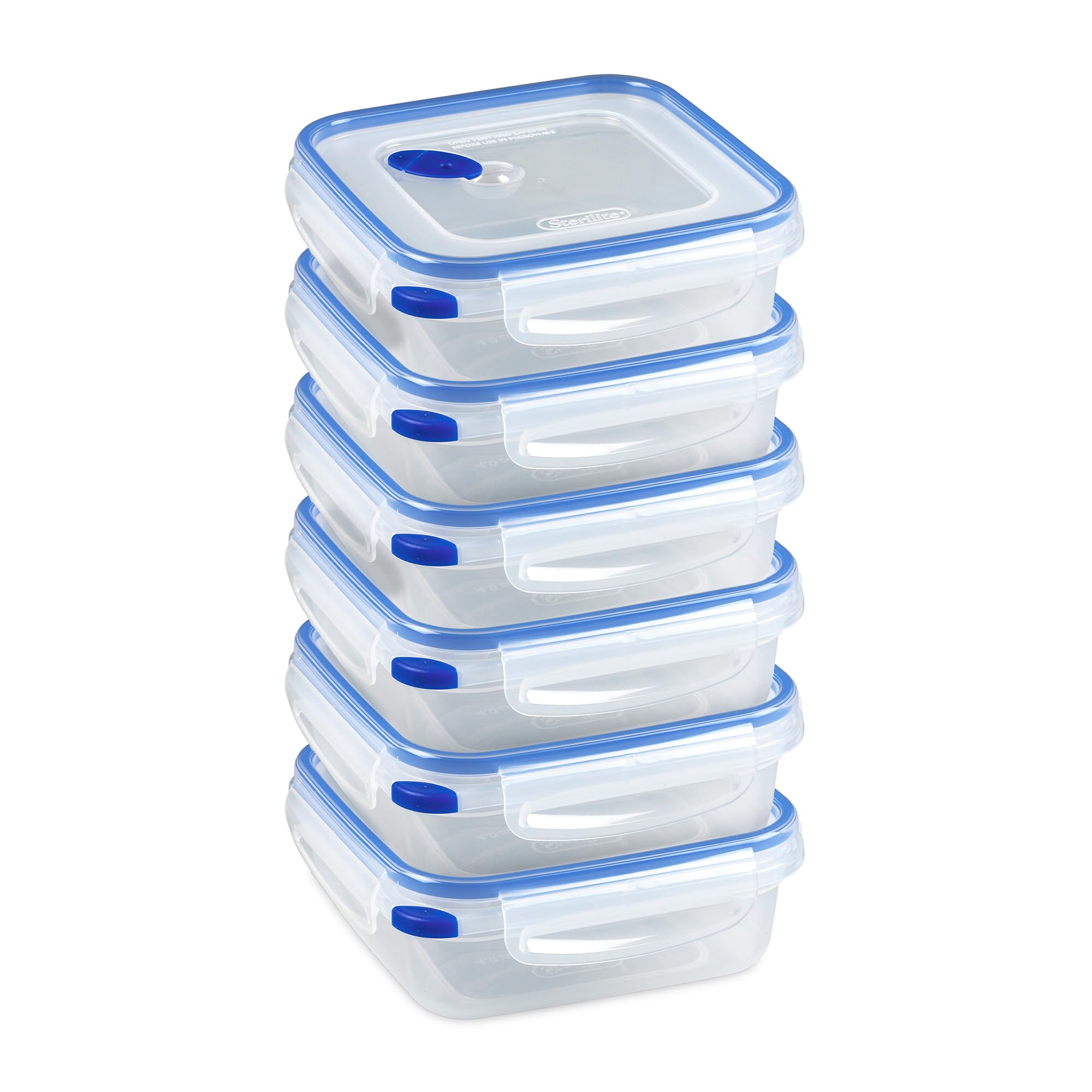 Sterilite 03314706 - Juego de 6 Tapas Transparentes y Base con Detalles en Azul, plástico, Azul, 4 Cup