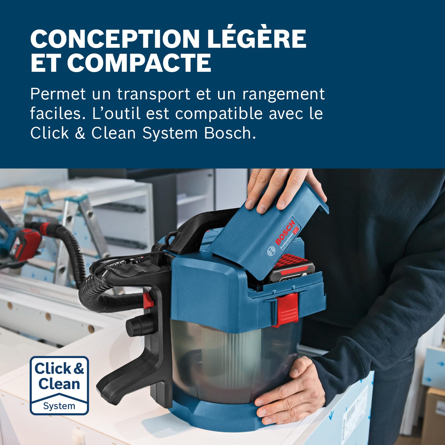 Bosch Professional 18V System aspirateur industriel GAS 18V-10 L (avec flexible de 1,6 m, 3 tubes prolongateurs)