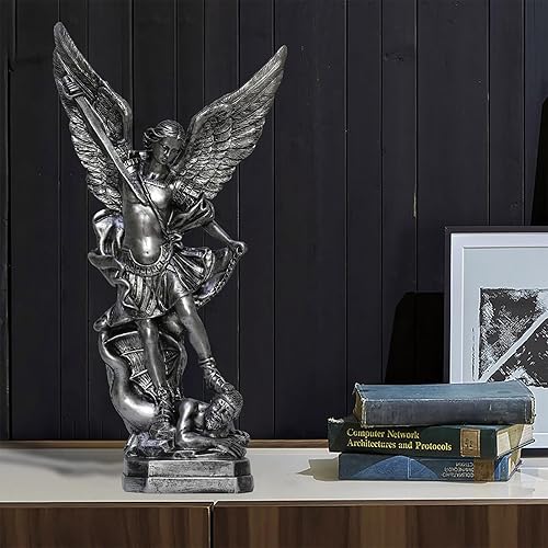 Miniatura 5 de SAINWORDS Estatua de San Miguel Arcángel de 12.5 pulgadas San Miguel Arcángel Estatua de San Arcángel Miguel Religioso Coleccionable Ángel de