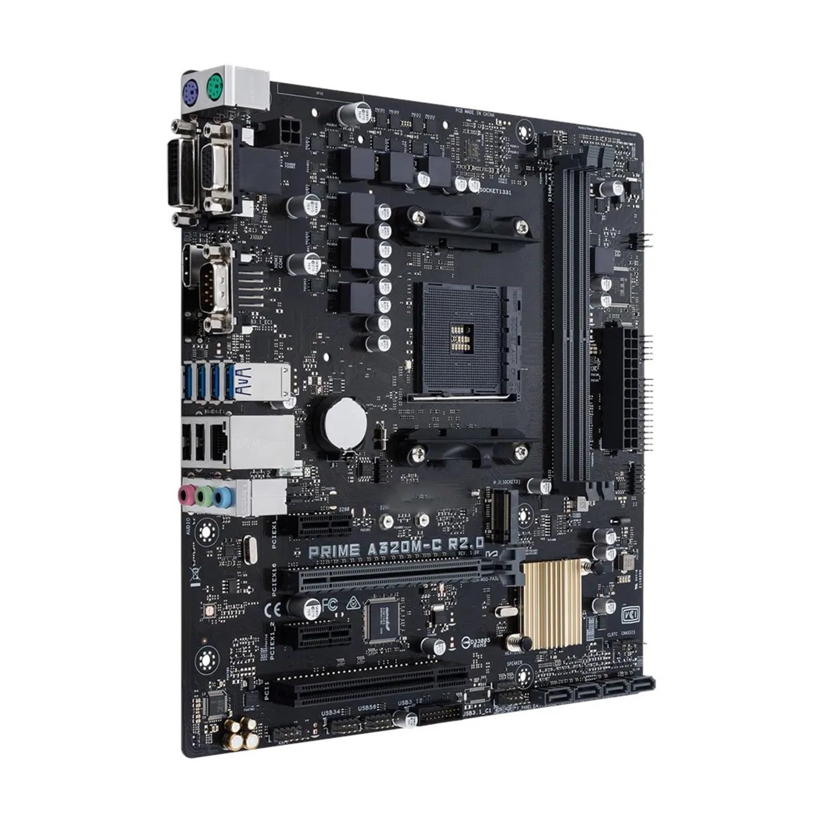 Carte Mere Fit for ASUS Prime A320M-C R2.0 A320 AM4 Carte mère Prise en Charge Ryzen 5 5500/5600 7 5700X/3700X 3 3100 CPU M.2 SATA 6 GB/s mATX