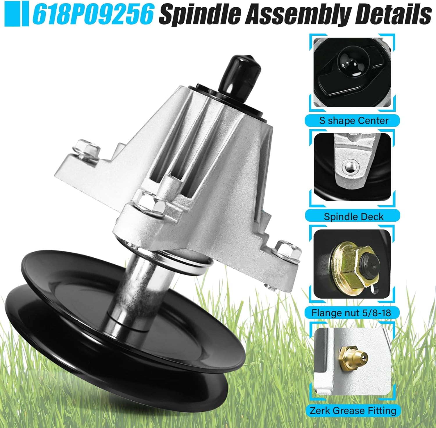 618P09256 618-09256 S Shape Center Lawn Mower Spindle Assembly Compatible with Cub Cadet Troy-Bilt Craftsman MTD Lawn Tractor ZT1-50 Fab ZT2-50 Fab 17ASGGY2A10 Z5650 Z5600 50 Inch Deck