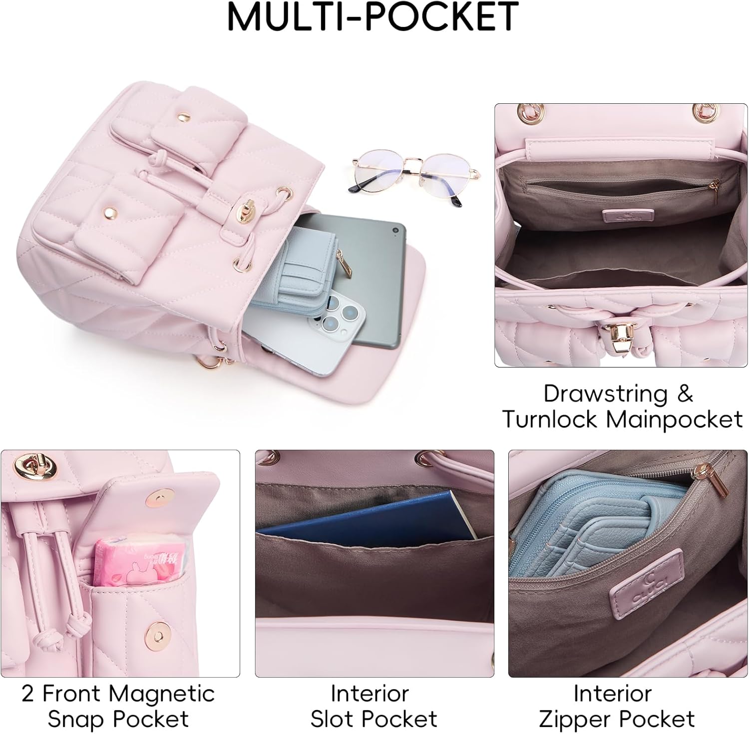 CLUCI Crossbody Bag for Women PU Leather Shoulder Bag, Convertible Small Tabby Backpack Purse for Travel - Image 4