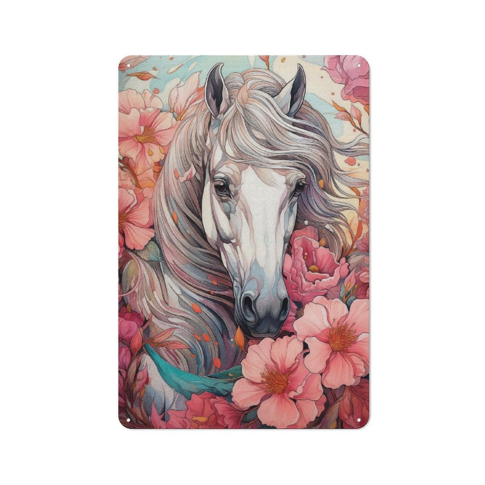 Junmoney Wild Horse Hues Retro Metal Plaque 30X20cm For Lounge Or Reading Corner, Winter Wall Decor For Reading Corner Decorators