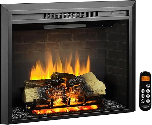 LegendFlame Carl - Chimenea eléctrica de 30 pulgadas de ancho (EF263), calentador de chimenea 750/1500W, sonido crepitante de fuego, control remoto..