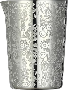 Unbreakable Cocktail Mixing Glass,Stirring Tin, Bar Mixing Pitcher with Spirit Pattern, 17-ounce / 500ml Spirit Silver