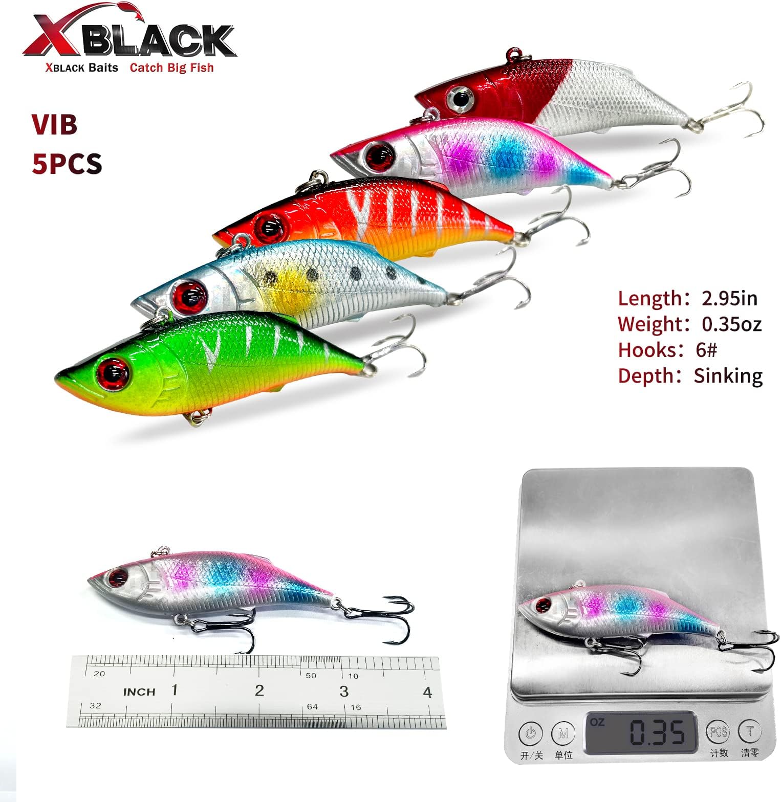 XBLACK Hard Fishing Lures Set Minnow Popper Jointed VIB Shrimp Frogs CrankBaits for Beginner Starter, XBLACK Baits, Catch Big Fish!