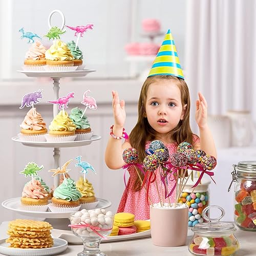 Vista 108 de WERNNSAI 36 decoraciones para tartas de dinosaurio, decoraciones de cumpleaños de dinosaurio, decoración de cupcakes de dinosaurio, decoración