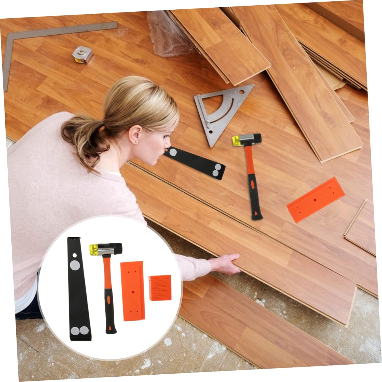 Flooring Installation Kit 1 Set of Tools for Hardwood Laminate Floors Includes Spacer Pull Bar Hammer Tapping Block