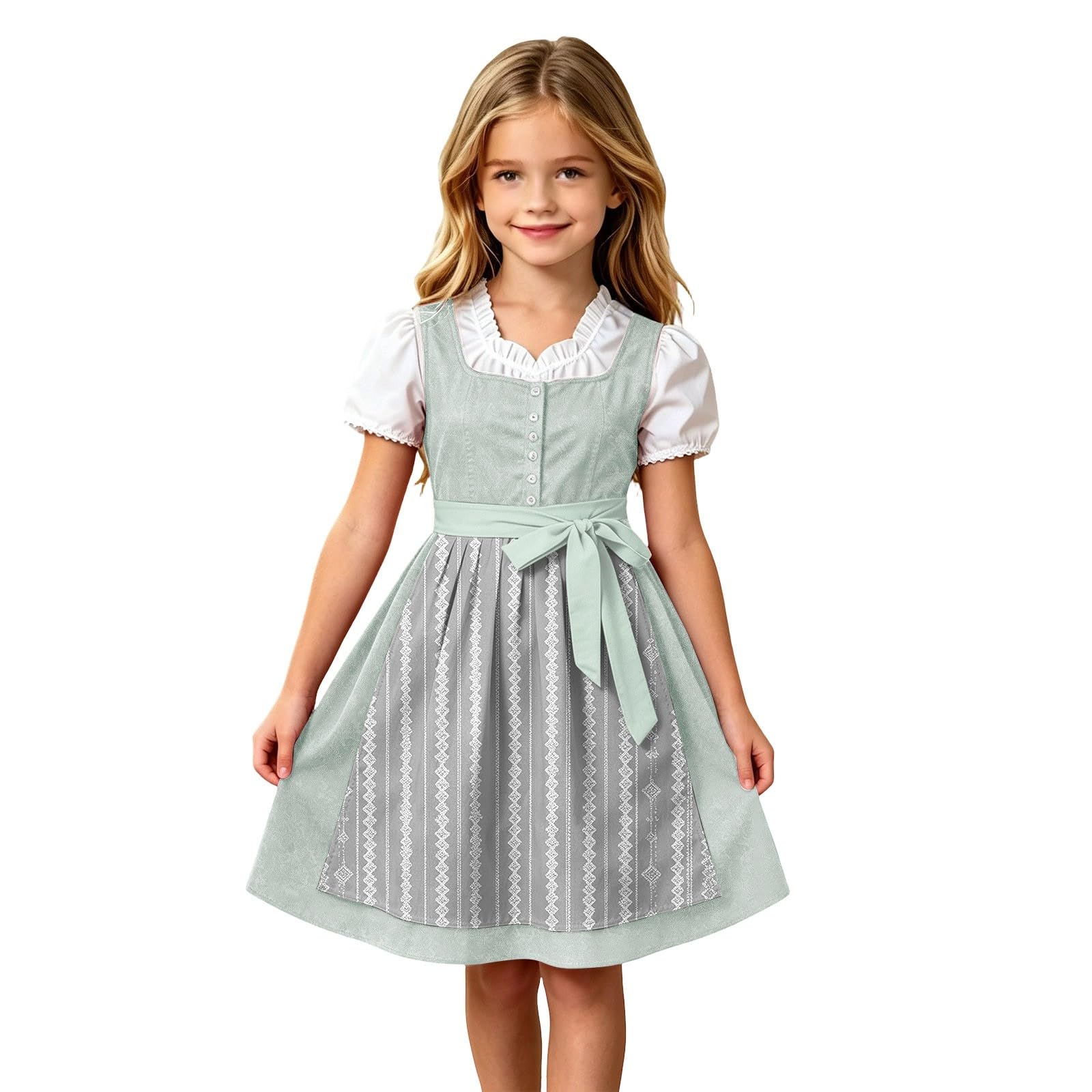 Girls Oktoberfest Costume Bavarian Beer Festival Dirndl Dress with Apron
