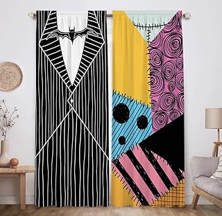 Allenjoy Halloween Nightmare Theme Window Curtain for Boy Girl Kids Baby Living Room Bedroom Nursery Toddler Home Office Party Decor Decorations Durable Fabric Machine Washable 82 in x 84 in