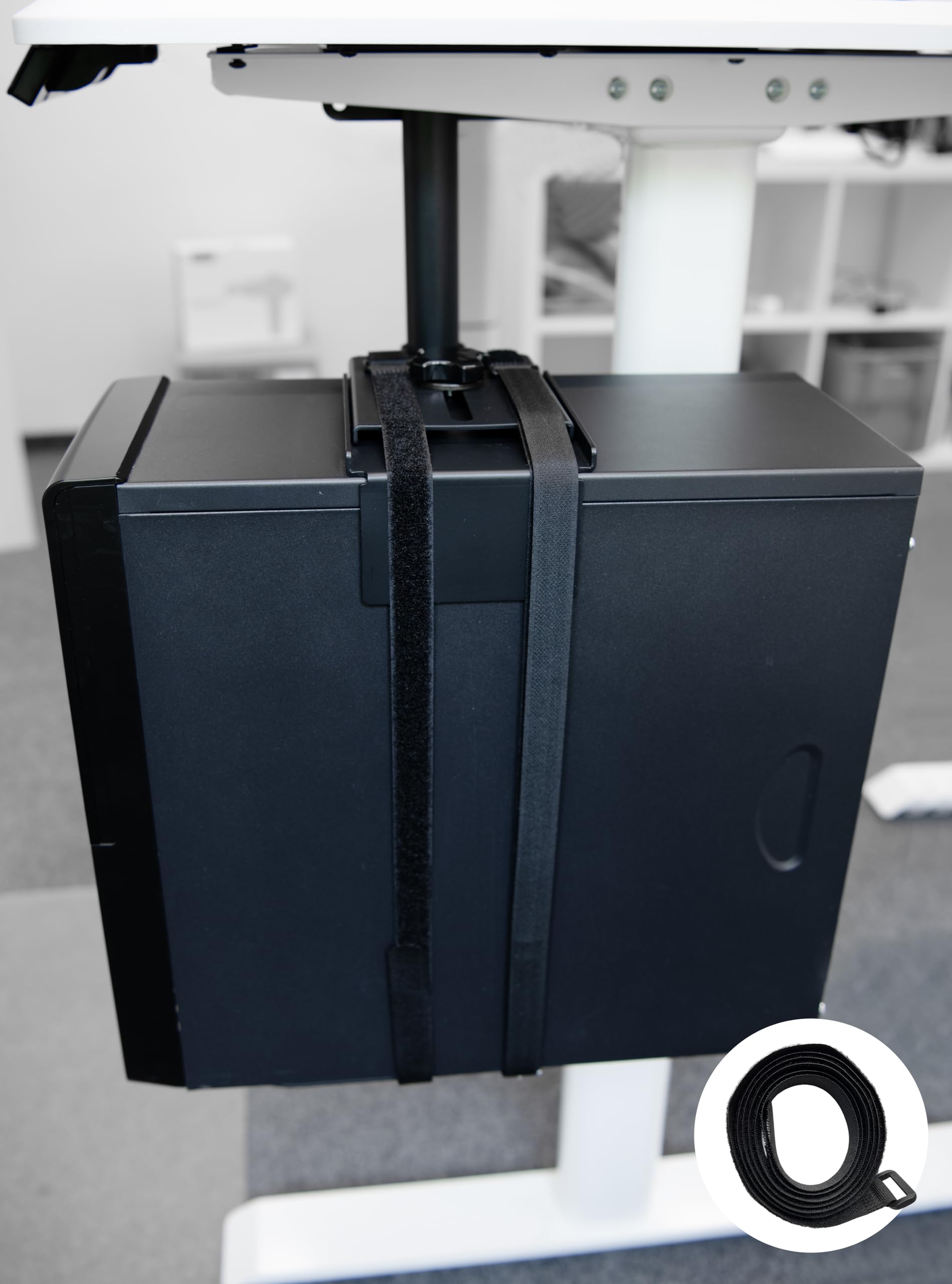 HFTEK PC Halterung Untertisch, CPU Halterung 360° drehbar, höhenverstellbar 12–49 cm, Breite 14–24 cm, Computerhalter für Gaming PC & Tower, bis 15kg - PH50B