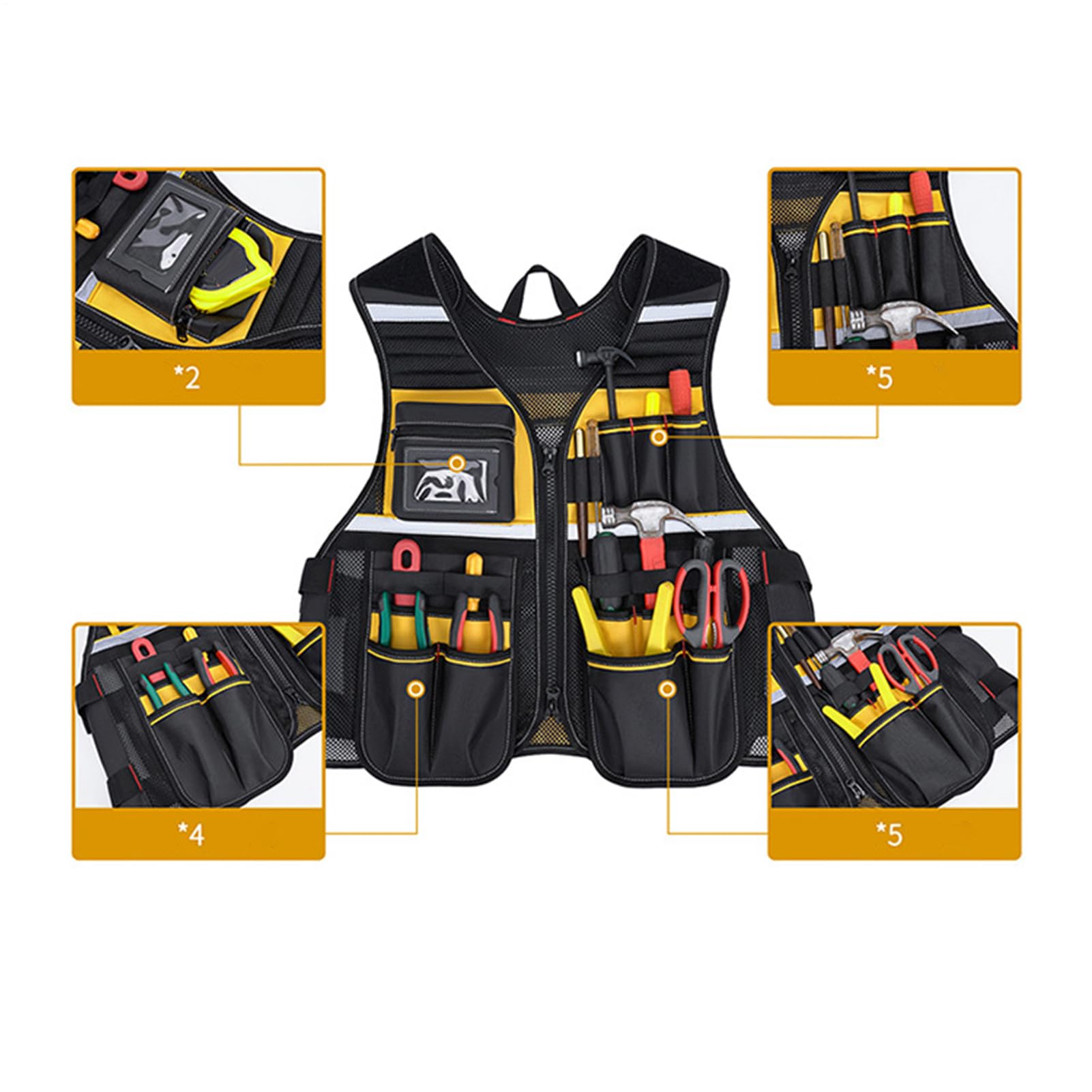 Chaleco De Trabajo Para Hombre Arnés De Seguridad Reflectante Y | Chaleco de Herramientas para Carpintero Para Electricista Mecánico Limpieza De Parrillas Regalo Para Padre