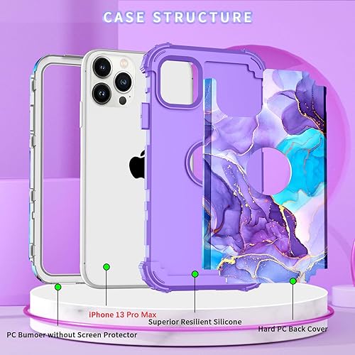 Miniatura 6 de Funda para iPhone 13 Pro Max, tres capas resistentes a prueba de golpes, de plástico duro, goma de silicona suave, funda protectora para iPhone 13