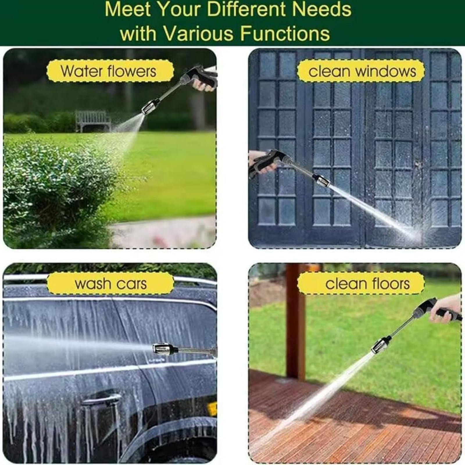 Aquoxis Pressure, 15x More Powerful Than Hoses, with 360° Rotating for Three Spray Modes, Fits Almost Any Garden Hose (Assembled) — view 3