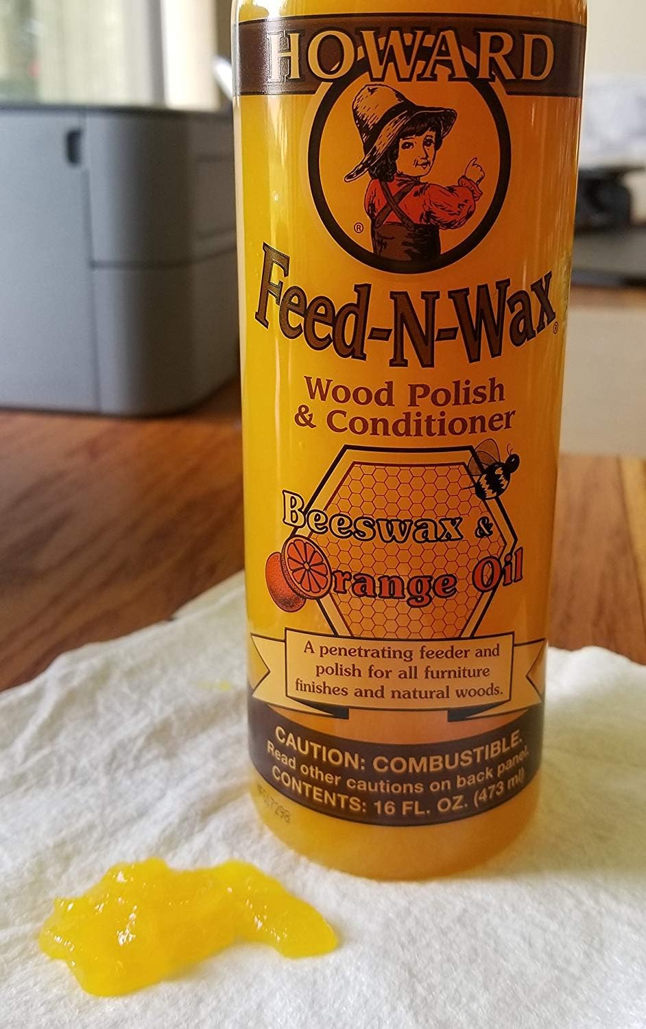 Howard Products Feed-N-Wax Wood Polish & Conditioner, Orange (6, 16 oz)