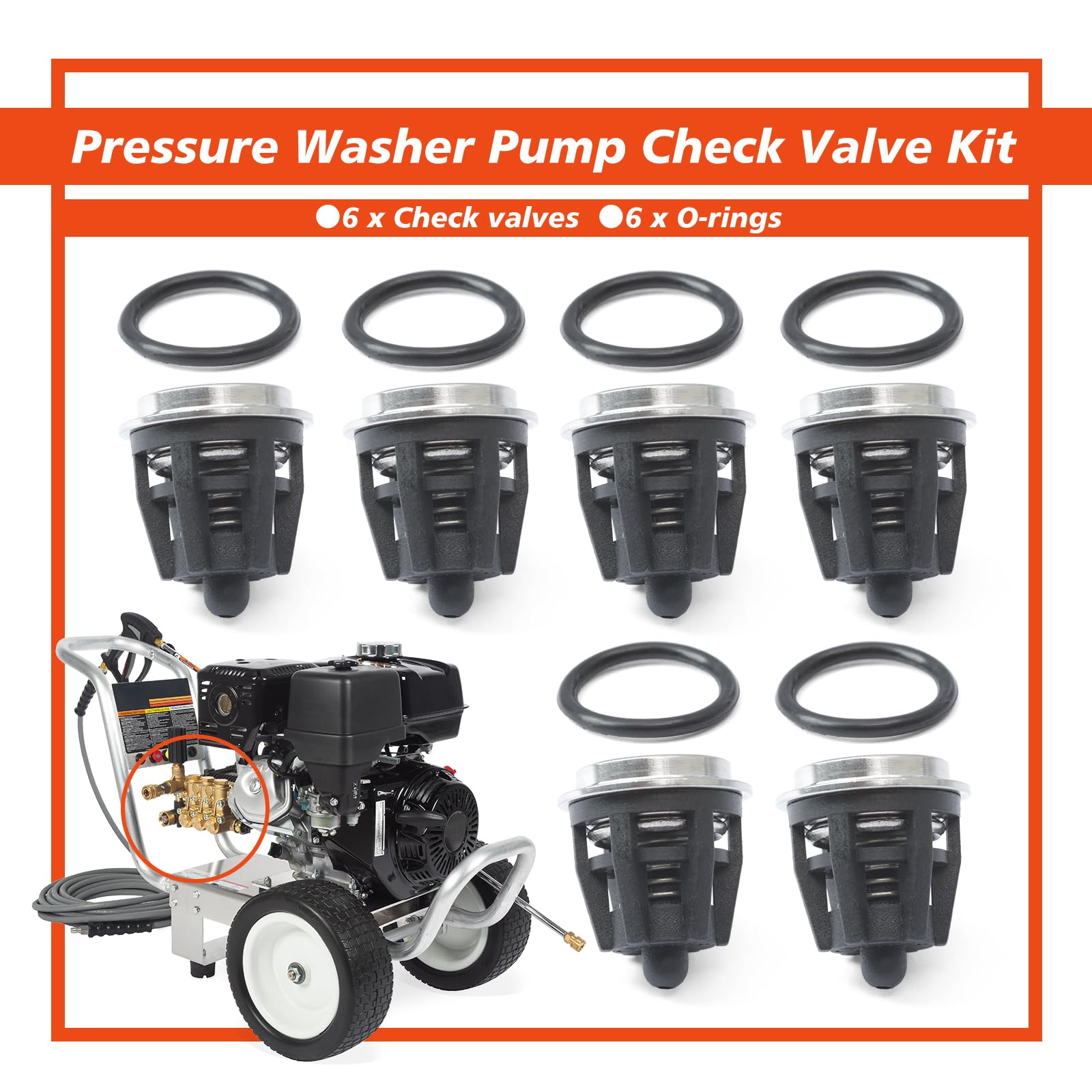 Kit de válvula de retención de bomba de lavado a presión 70-0009 de repuesto para Mi-T-M para InterPump 47 49 50 51 Series 758-543 36.7032.01 Kit01 K01, reemplaza 700009