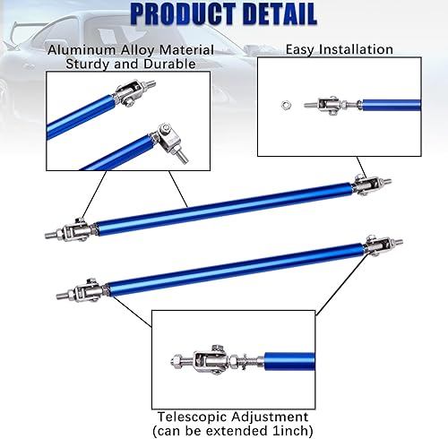 Vista 18 de 2 varillas de soporte de parachoques delantero ajustables de 8 a 11 pulgadas, varillas de soporte universales compatibles con la mayoría de Rojo