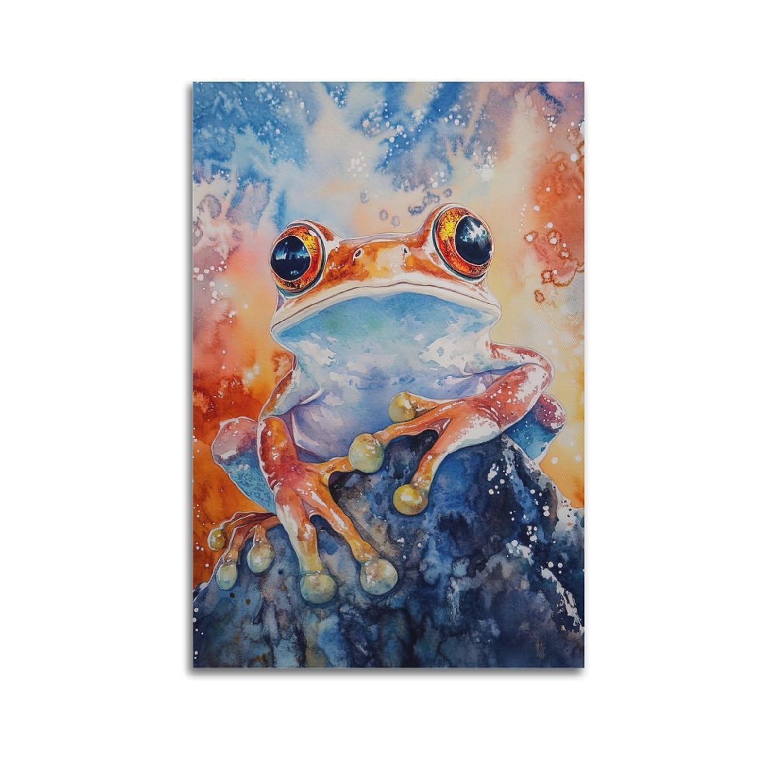 HUIYHB Animal Artwork Poster Frog on The Rock Poster Decorative Painting Canvas Wall Posters And Art Picture Print Modern Family Bedroom Decor Posters 20x30inch(50x75cm)