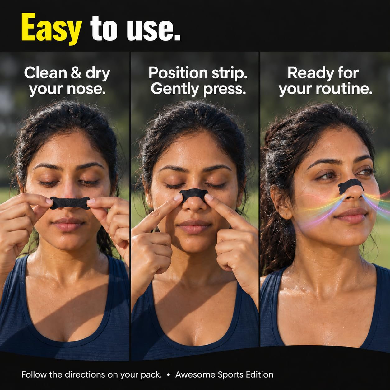 AWESOME Sport Nasal Strips, Sweat-Resistant, Black, 7 Count — Amazon image 5