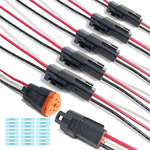 Miniatura 15 de 2 Kit Deutsch DT 4 Pin Gris Macho Hembra Arnés de Cableado Deutsch Pigtail de 4 Vías Conector Eléctrico Automotriz Impermeable 16 AWG con Tubo Gris