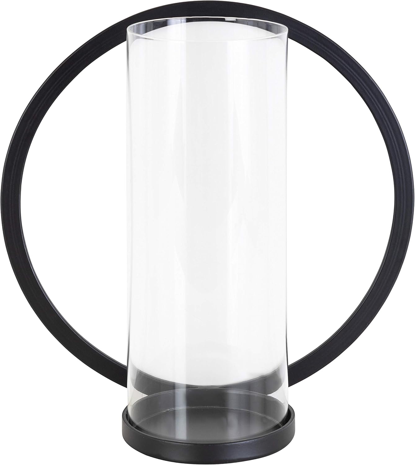 Kate and Laurel Khauli Glam Round Wall Sconce, 12 Inch Diameter, Black, Metal Geometric Candle Holders for Wall