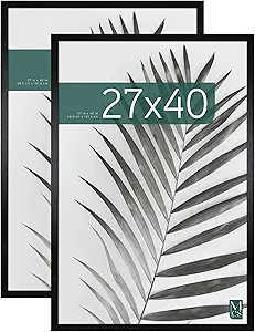 MCS Studio Gallery Movie Poster Frame 27x40 Black Woodgrain, Vertical & Horizontal Wall Hanging Large Picture Frame for Photos, Artwork & Custom Posters (2-Pack)