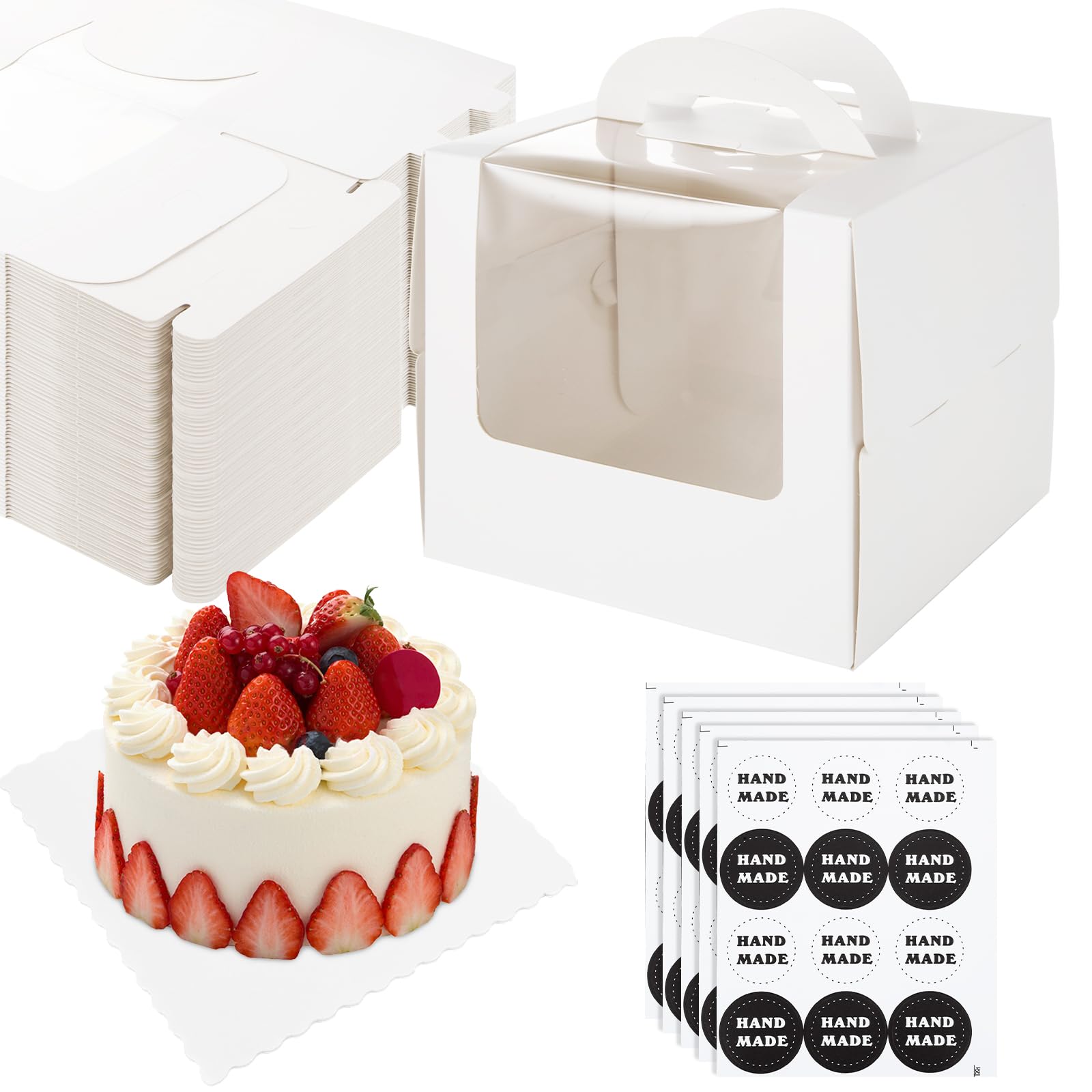 Leafiew 30 Pack 6x6x3 Bakery Boxes With Window – Small Cookie Boxes For Gift Giving – Treat Boxes For Small Cake, Pastry, Strawberries, Dessert