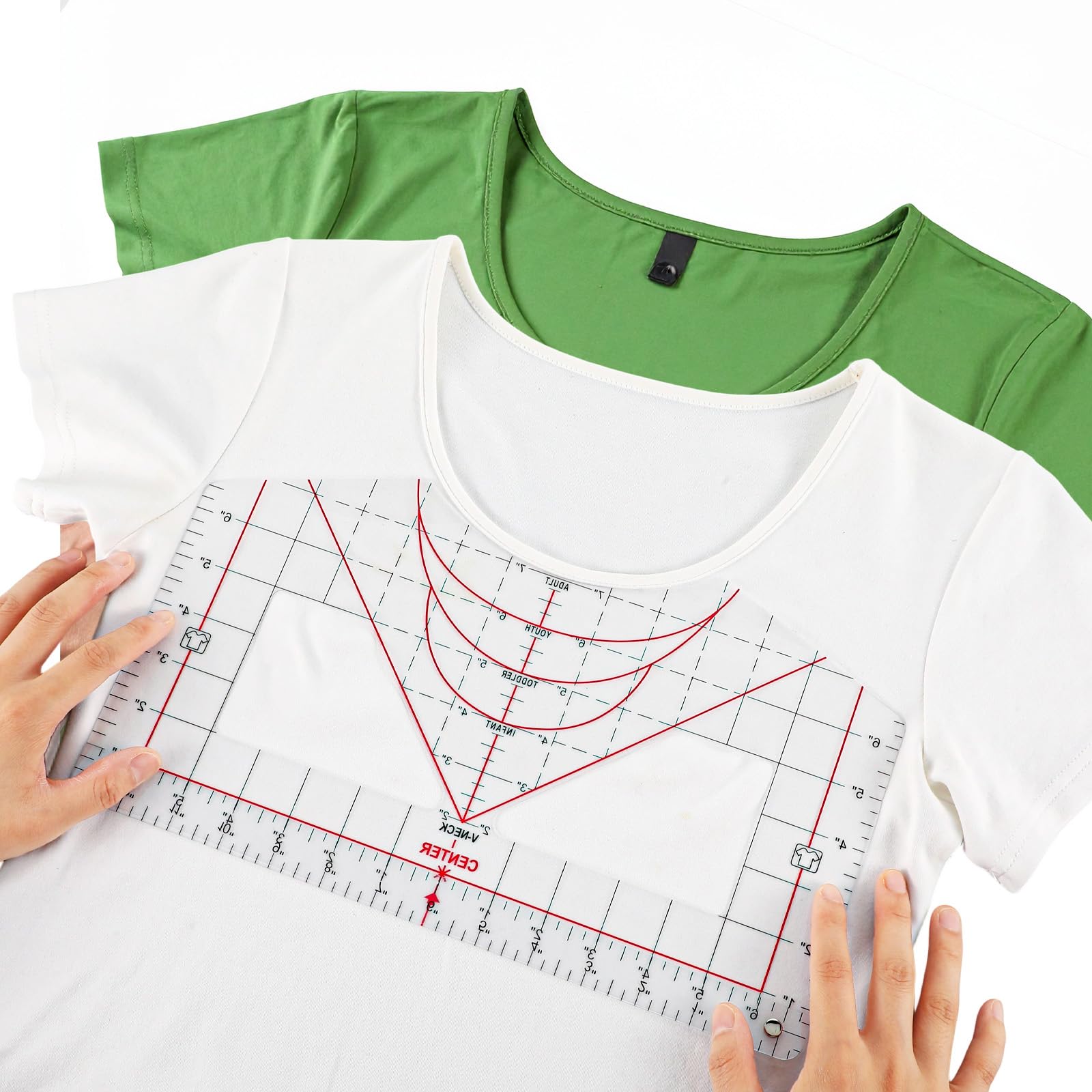Heclia T-Shirt Ruler Guide for Vinyl Alignment, Heat Press Measurement Tool for Centering, Craft Sewing Ruler for Placement, Shirt Alignment Tool for DIY Accessories and Supplies