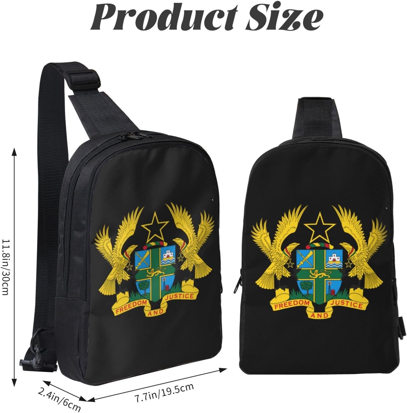 Coat Of Arms Of Ghana Mini Crossbody Sling Backpack Shoulder Chest Bag Daypack for Hiking Traveling