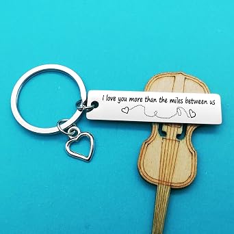 Nekoki Valentines Day Gifts Couple Keychain Long Distance Relationship Gift I Love You More Than The Miles Between Us Keychain for Girlfriend Boyfriend Trucker Husband Dad Gifts