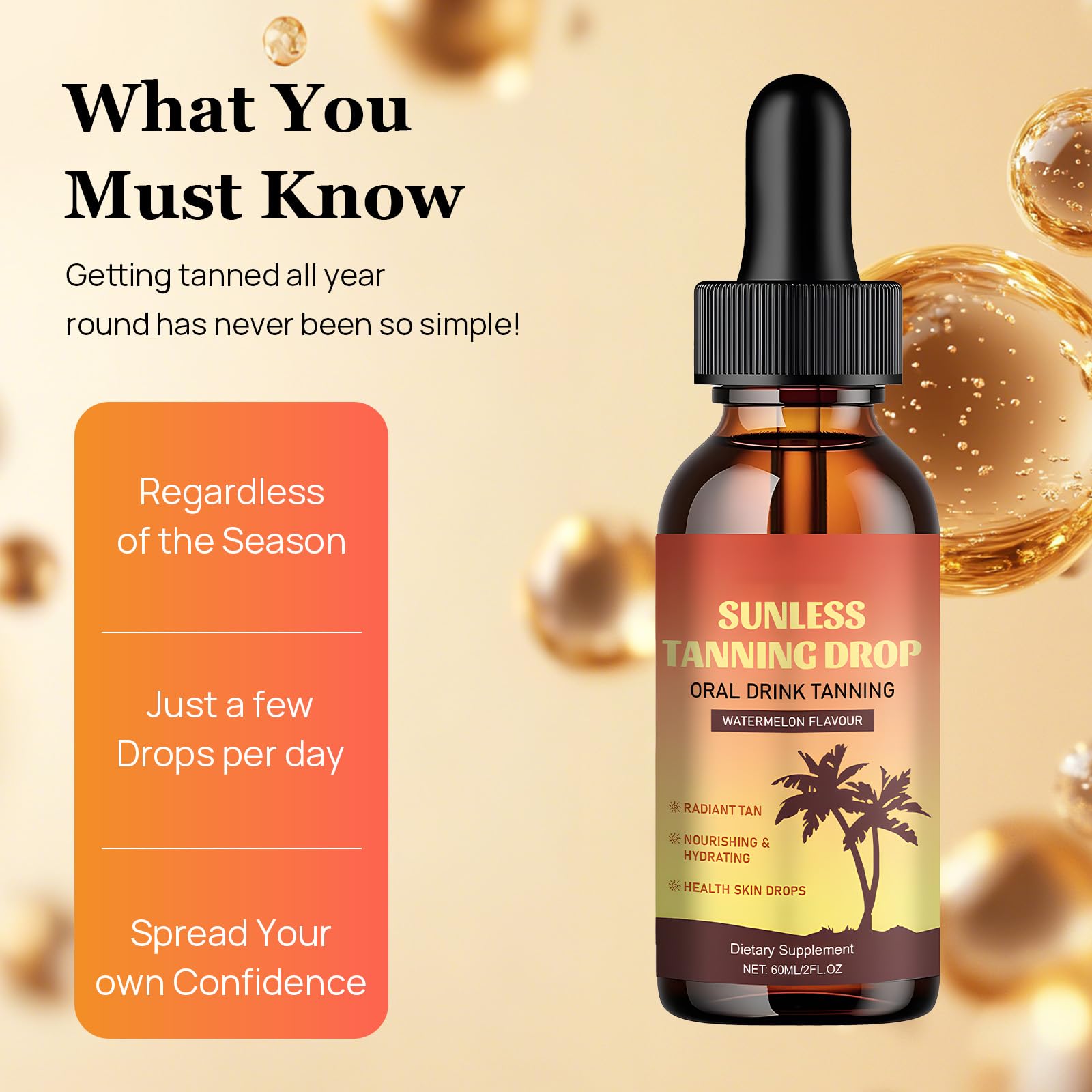 COWANIEE 60ml Sunless Tanning Drops with Massage Stick, Naturally Sunless Tanning Drops, Pink, 30 ml (Pack of 2) - Image 4