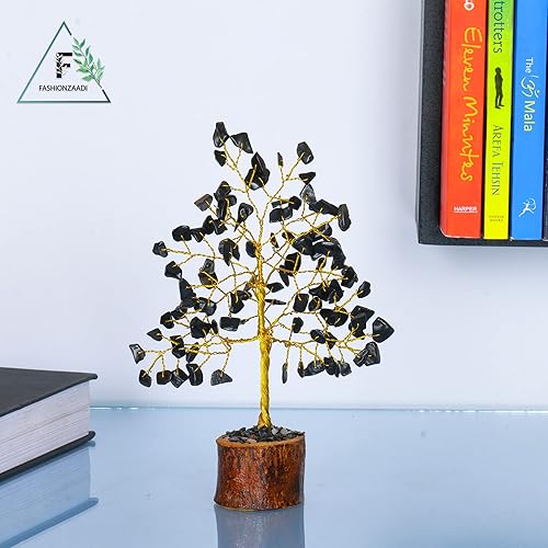 Miniatura 5 de FASHIONZAADI Árbol de dinero bonsái de piedra natural de turmalina negra Feng Shui para equilibrio de chakras, buena suerte, protección EMF,