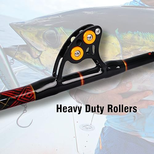 Miniatura 4 de Fiblink Bent Butt Trolling Rod 2 piezas de agua salada en alta mar caña de pescar Big Game Roller Rod Polo de barco convencional