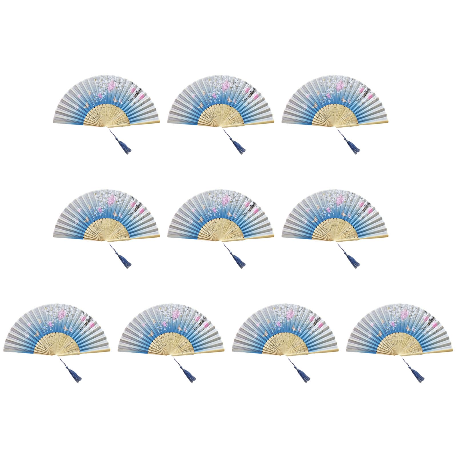 Tsophreniq Of 10 Bamboo Folding Fans Traditional Chinese Handheld Fan with Elegant Carvings for Cooling and Decoration Bamboo Fan