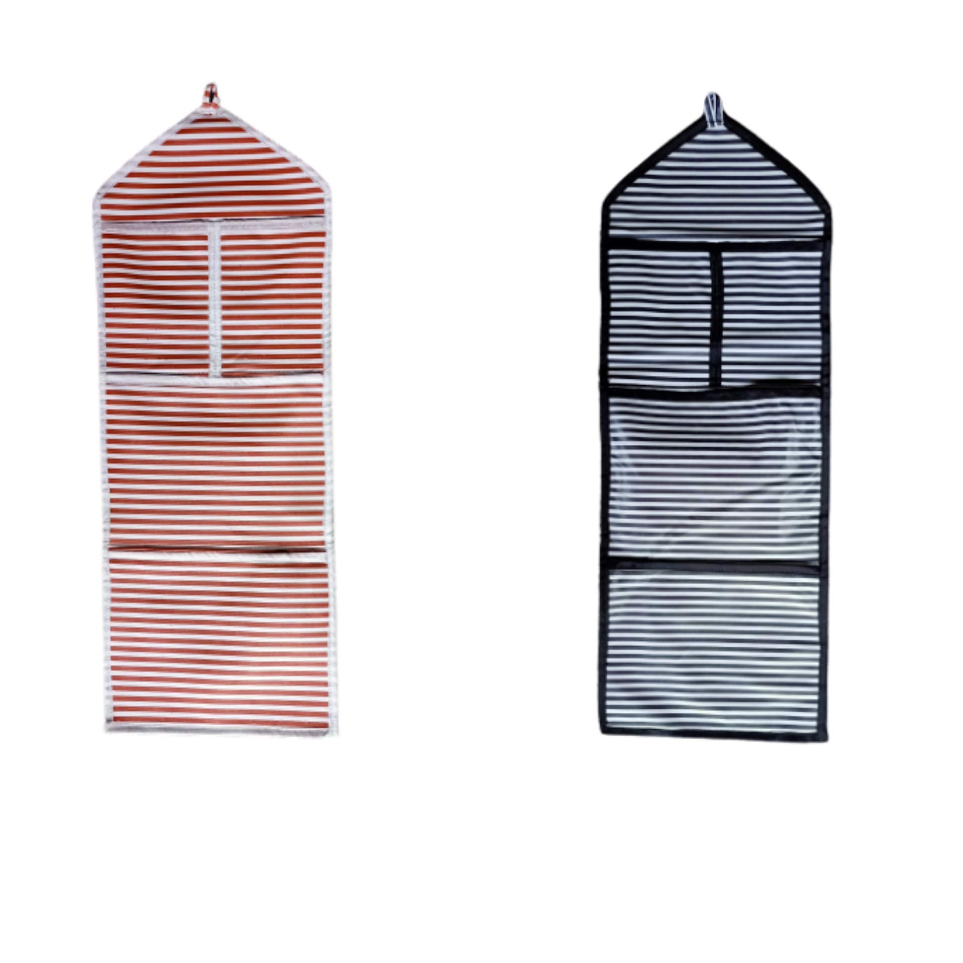 DIAMOND 24X7 4 Pockets Magazine Holder Letter Holder Storage Organizer Wall Hanging Pockets (Black White/White Brown, 2)