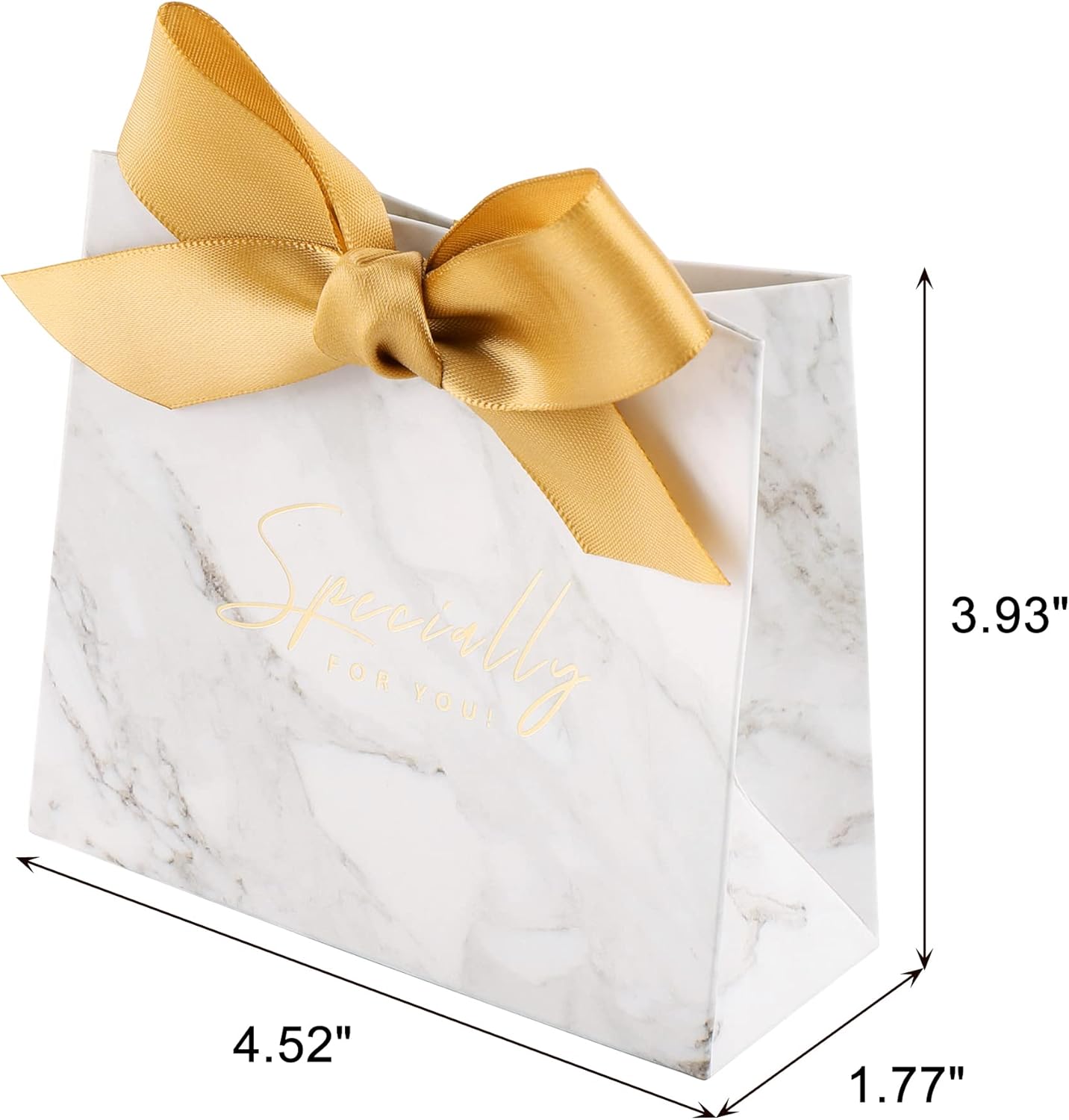 Yoption 50 Pcs Wedding Party Favor Boxes, Small Thank You Gift Bags Candy Boxes with Gold Bow Ribbon Wedding Bridal Shower Birthday Party (Marble) - Image 3