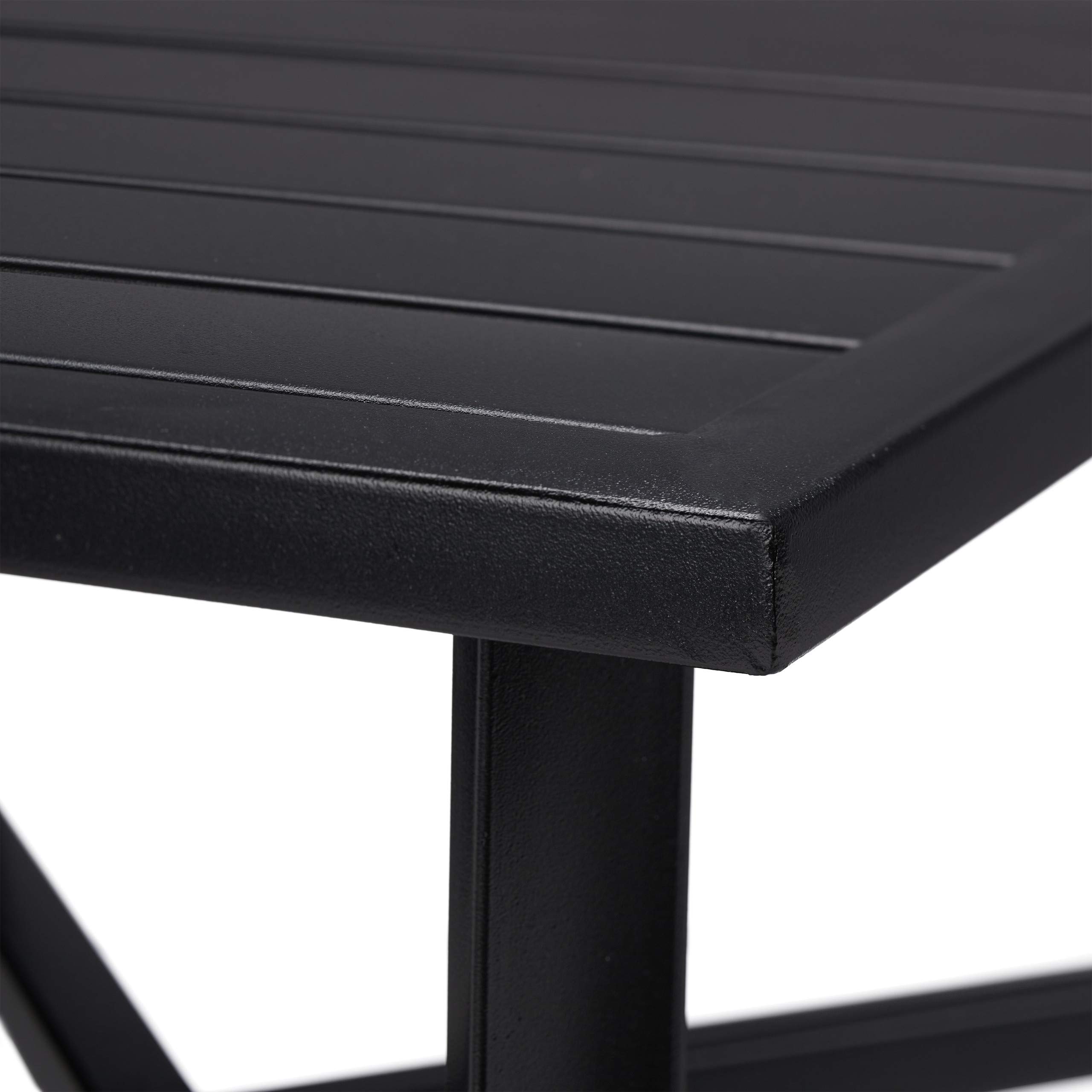 Relaxdays Tavolino da Giardino Quadrato, per Giardino e Balcone, Arredamento da Esterno, Acciaio, LxP: 46x46 cm, Nero