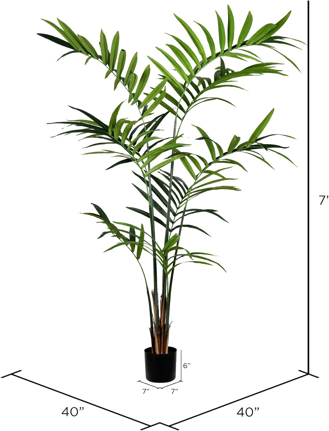 Vickerman Everyday Artificial Kentia Palm Tree 7 Foot Tall - Realistic Indoor Greenery Decor - Faux Potted Decoration for Home Or Office Accent