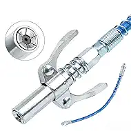 KORDEX 12000PSI Heavy-Duty Grease Gun Coupler + 12" Flexible Hose, Double-Handle Quick-Lock, 1/8" NPT Universal for All Grease Guns