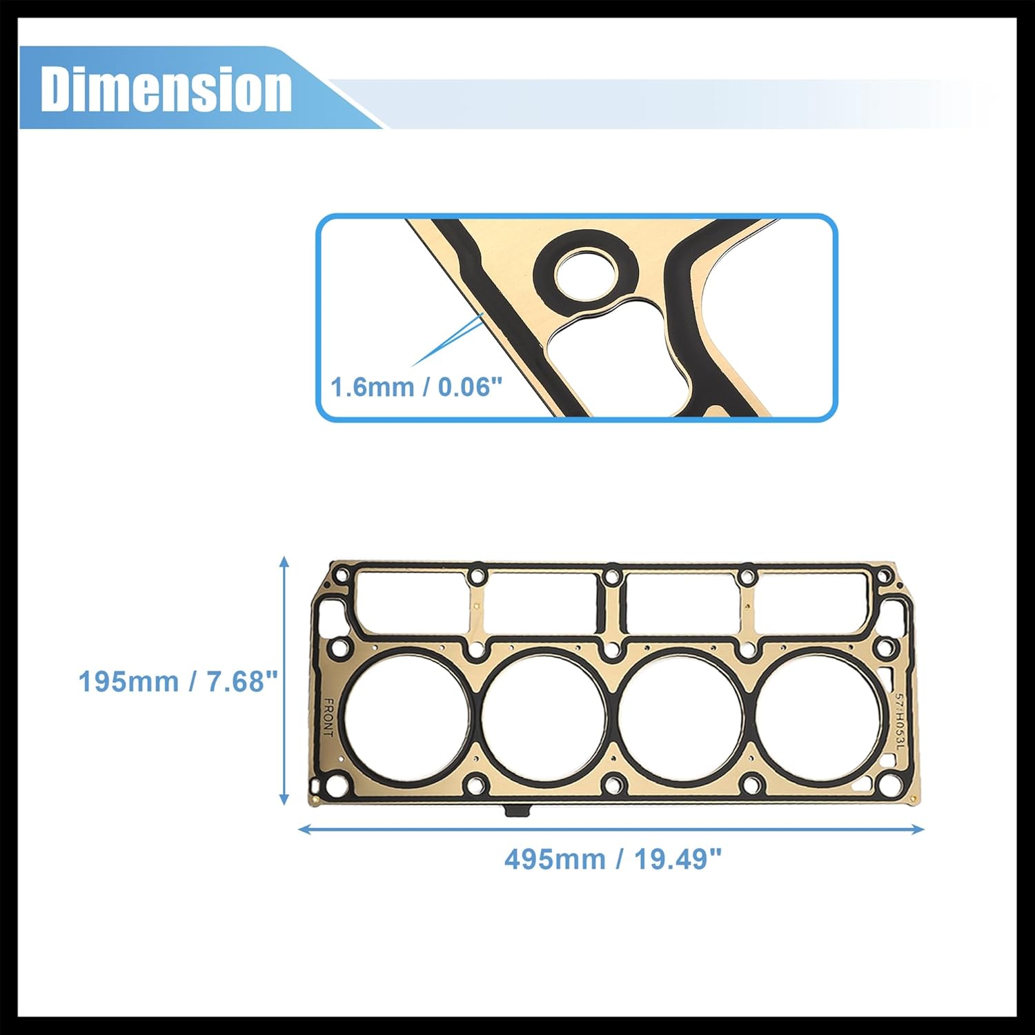 2pcs Cylinder Head Gasket Engine Gasket 12589226 12573949 for for Chevy Silverado 1500 4.8L 5.3L for GMC Yukon XL 1500 Stainless Steel Durable Material