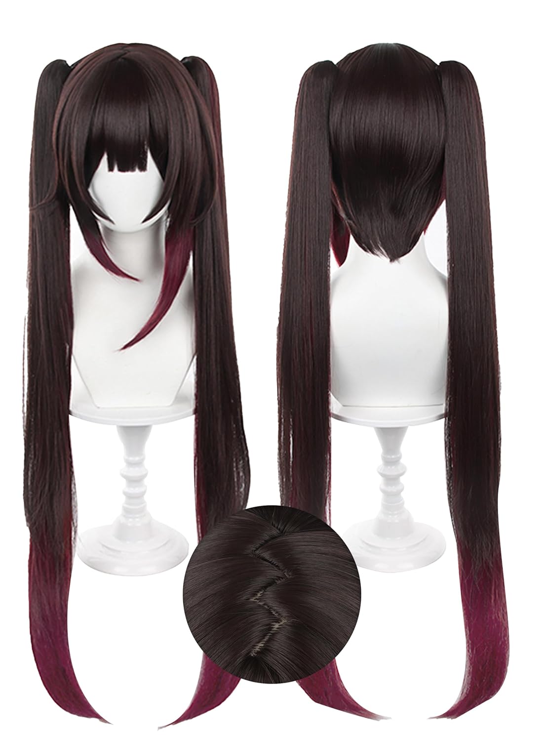 OSIAS Honkai Star Rail Sparkle Wig Long Brown Gradient Wig with Twin Ponytails