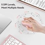TECKNET Wireless Mouse for Laptop, 2.4G Silent Mouse Quiet Click, Small Portable Computer Mouse, 5 DPI Levels, Cordless Mice for PC, Chromebook, Mac - Pink