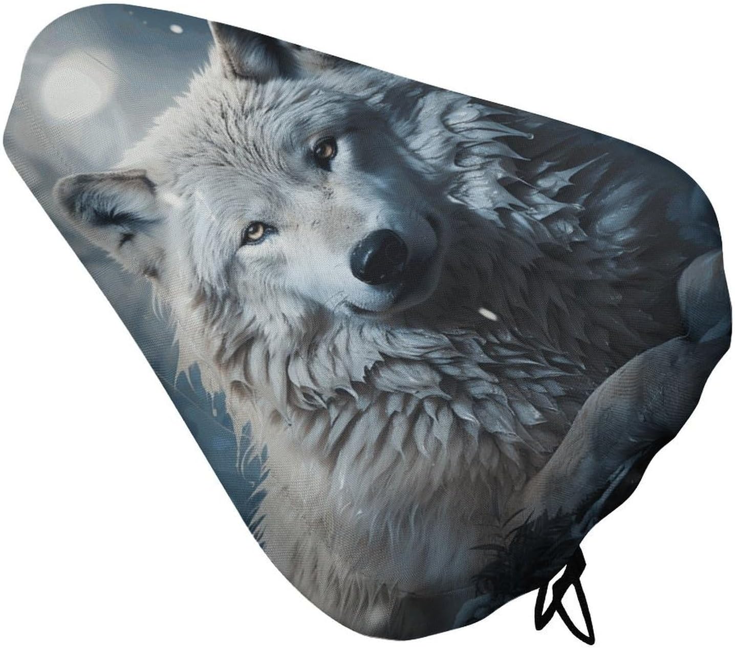 Wolf Sitting in The Snow Waterproof Bike Seat Cover with Drawstring